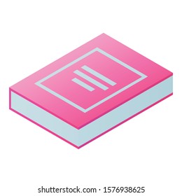 Pink book icon. Isometric of pink book vector icon for web design isolated on white background