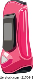 Pink boot on the horse's front leg. Vector illustration