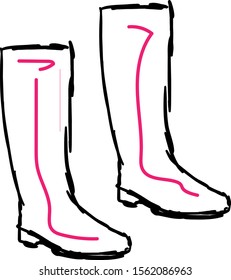rosafarbene Stiefel, Illustration, Vektorgrafik auf weißem Hintergrund.