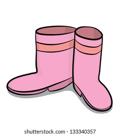 pink  boots, vector cartoon isolated on white background