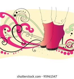 pink boots vector illustration. eps10