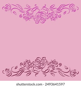 pink border rose frame flower leaves natural abstract seamless geometric graphic watercolor pastel print pattern artwork graphic vector ethnic simple template wallpaper stencil hand drawing
