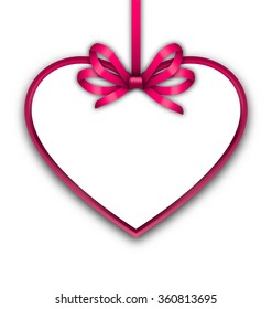 Pink Border shape form Heart from ribbon Valentine Day background - vector