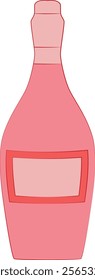  Pink bottle of champagne. Isolated vector illustration.