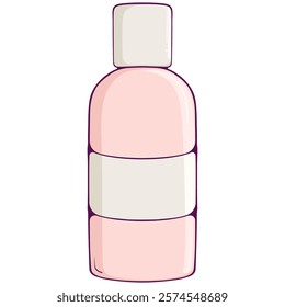 Pink bottle for cosmetics. Cosmetic package for cream, foams, shampoo. Colored plastic bottle isolated on white. Simple vector color illustration