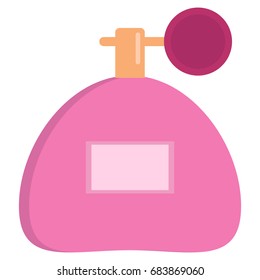 Pink bottle of perfume spraying icon, vector illustration flat style design isolated on white. Colorful graphics