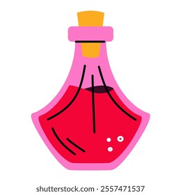 A pink bottle with a potion. Alchemy.