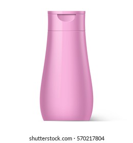 Pink Bottle Shampoo Packaging Isolated at White Background
