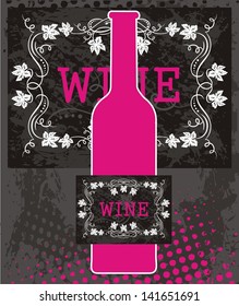 Pink bottle with wine label