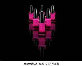 Pink bottles of nail polish