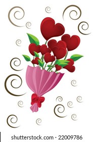 The pink bouquet heartfull rose flowers