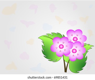 Pink bouquet on grey background with colorful elements