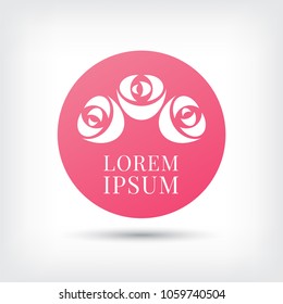 pink bouquet rose vector logo design template, minimal petal beauty icon, salon floral abstract sign, vector illustration