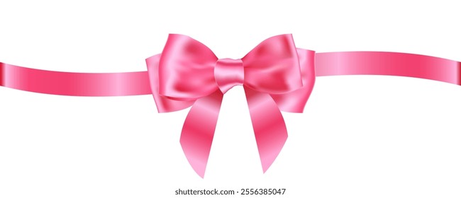 Pink bow with beautiful curved ribbon, looks elegant for decorating web pages, birthday parties, festivals, and other important events.