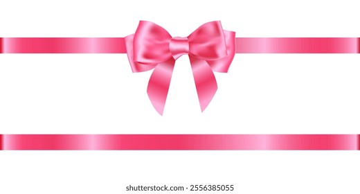 Pink bow with beautiful ribbon, looks luxurious for decorating web pages, birthday parties, festivals, souvenirs, souvenirs and other important events.