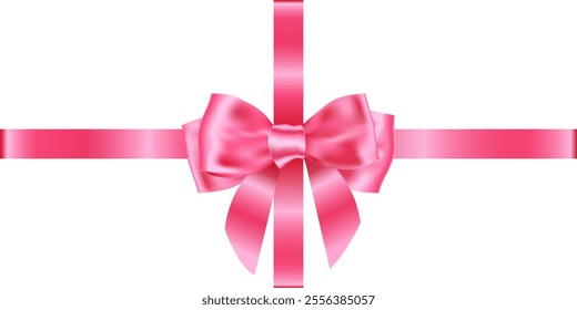 Pink bow with beautiful ribbon, looks elegant for decorating web pages, birthday parties, festivals, and other important events.