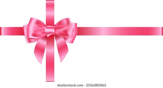 Pink bow with beautiful ribbon, looks elegant for decorating web pages, birthday parties, festivals, and other important events.