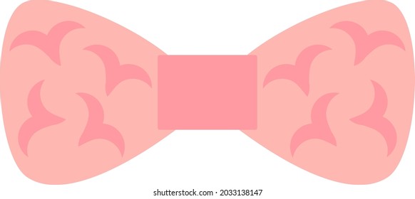 Pink bow with birds, illustration, vector, on a white background.