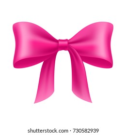 Pink bow cartoon isolated. Pink bow realistic on a white background isolated for designers and illustrators. Bow-knot in the form of a vector illustration