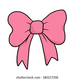 Pink Bow Cartoon Vector Illustration Hand Stock Vector (Royalty Free ...