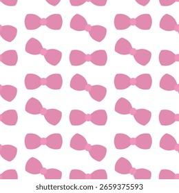 Lazo rosa. Arcos caóticamente dispersos. Patrón de Vector sin costuras. Adorno sin fin de lindas pajaritas. Fondo incoloro aislado. Idea para el Diseño web.