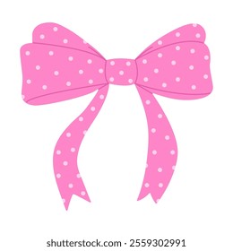 Pink bow coquette ribbon on white background