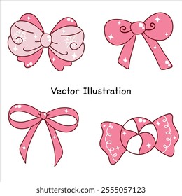 Pink bow coquette. Vector illustration.