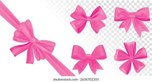 Pink bow coquette y2k aesthetic ribbon, elegant accessory, pastel tie isolated on white background. Lovely satin knot, Best choice, order now, special offer, free delivery sale banners. Pink ribbons.