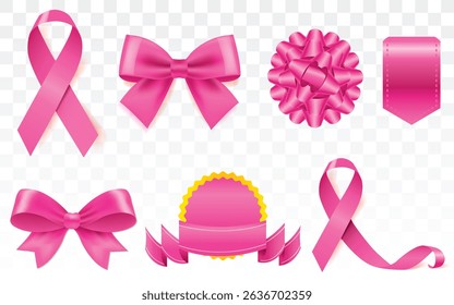 Pink bow coquette y2k aesthetic ribbon, elegant accessory, pastel tie isolated on white background. Lovely satin knot, Best choice, order now, special offer, free delivery sale banners. Pink ribbons.