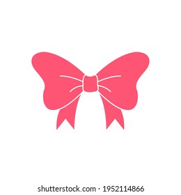 Pink bow design in various shapes Isolated on white background