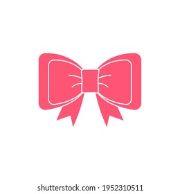 Pink bow design in various shapes Isolated on white background