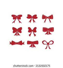 Diseño de arco rosado en varias formas, vector, ilustraciones.