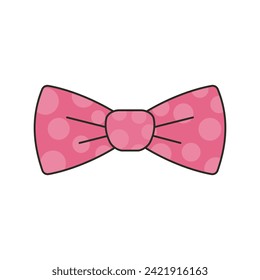 Pink Bow in dot isolated vector illustration