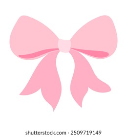 A pink bow is drawn on a white background. The bow is drawn in a very simple style, with no detail or shading. Scene is playful and lighthearted, as the bow is often associated with femininity