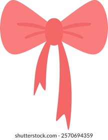 Pink bow with hanging ribbons, creating a festive and decorative element perfect for celebrations, gifts, or special occasions, adding a touch of elegance and charm