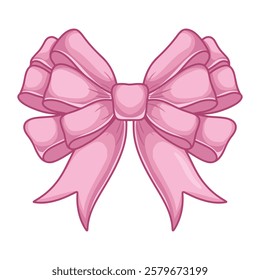 Pink bow icon. Cartoon of pink bow vector icon for web design isolated on white background