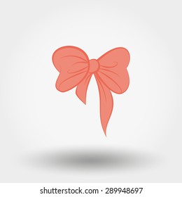 Pink bow icon for web and mobile application. Vector illustration on a white background. Doodle, cartoon style.
