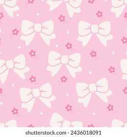 Pink bow illustration pattern seamless