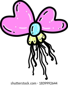 Pink bow, illustration, vector on white background