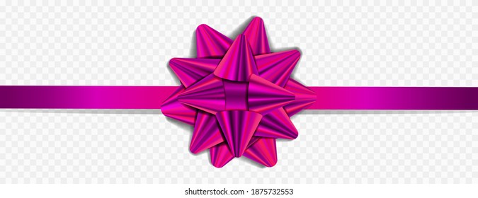Pink bow isolated on transparent background.