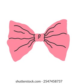 rosafarbene Schleife einzeln auf weißem Hintergrund. Clipart Bogen Vektorgrafik flach.
