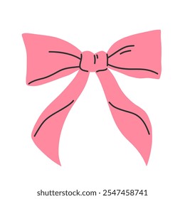 Pink bow isolated on white background. Clipart bow vector flat illustration.