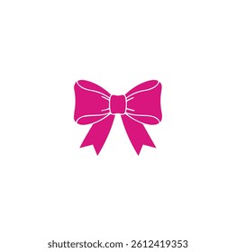 pink bow isolated on white silhouette