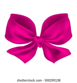 Pink bow isolated on white background. Vector illustration.