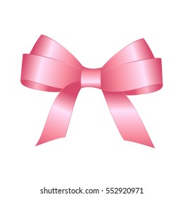 Pink bow isolated on a  white background. Vector image.