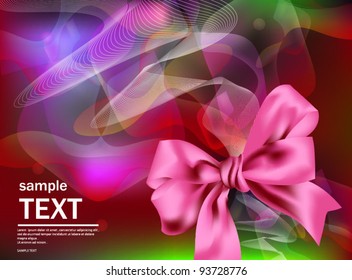 Pink bow on a red background.Abstract vector illustration.