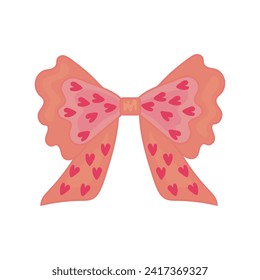 Pink bow on white background