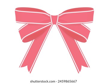 Pink bow on white background. vector illustration