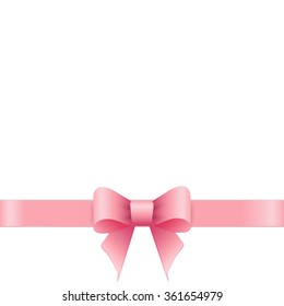 Pink bow on white background. Valentines day.