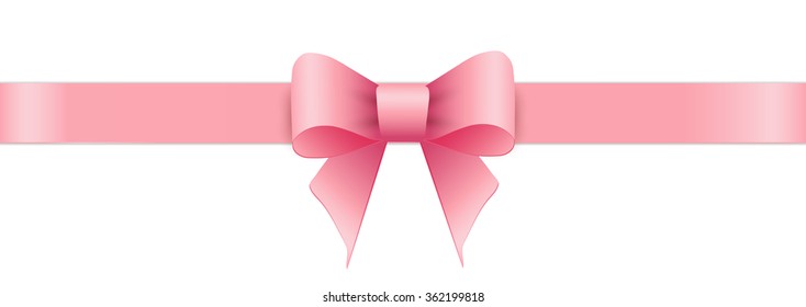 Pink bow on white background. Valentines day.